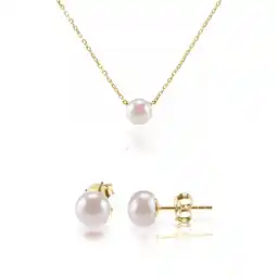 Walmart PAVOI 14K Yellow Gold Flash Plated Freshwater Pearl Earrings & Necklace Set offer