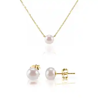 Walmart PAVOI 14K Yellow Gold Flash Plated Freshwater Pearl Earrings & Necklace Set offer