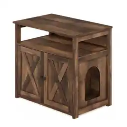 Walmart Furinno Peli Farmhouse Cat Litter Cabinet Storage with 2 Doors, Rustic Brown offer