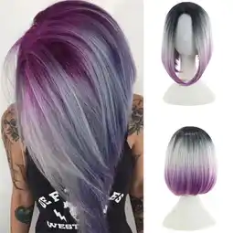 Walmart Lenkho Fashion Synthetic Short Dyeing BOB Mix Color Natural Hair Full Wigs For Women offer