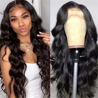 Walmart Lenkho Front Lace Wig Long Curly Hair Black Big Chemical Fiber Wig offer