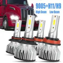 Walmart For Peterbilt 579 587 Trucks Light White 9005+H11 LED Headlight Hi&Lo Beam Bulbs 4pcs offer