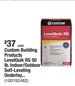 The Home Depot Custom Building Products LevelQuik RS 50 lb. Indoor/Outdoor Self-Leveling Underlayment offer