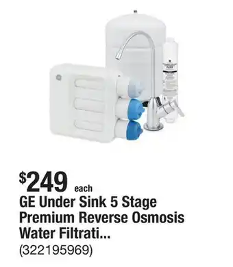 The Home Depot GE Under Sink 5 Stage Premium Reverse Osmosis Water Filtration System offer