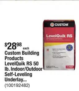 The Home Depot Custom Building Products LevelQuik RS 50 lb. Indoor/Outdoor Self-Leveling Underlayment offer