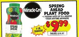 Ollie's Miracle-Gro SPRING AHEAD PLANT FOOD offer