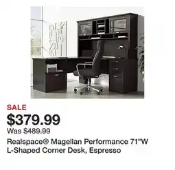 Office Depot Realspace Magellan Performance 71W L-Shaped Corner Desk, Espresso offer