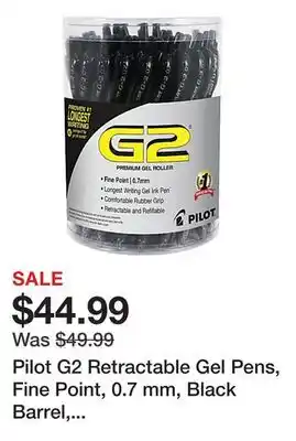 Office Depot Pilot G2 Retractable Gel Pens, Fine Point, 0.7 mm, Black Barrel, Black Ink, Pack Of 36 Pens offer