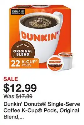 Office Depot Dunkin' Donuts Single-Serve Coffee K-Cup Pods, Original Blend, Carton Of 22 offer