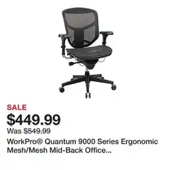 Office Depot WorkPro Quantum 9000 Series Ergonomic Mesh/Mesh Mid-Back Office Chair, Black/Black, BIFMA Compliant offer