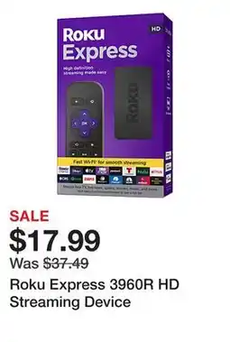 Office Depot Roku Express 3960R HD Streaming Device offer