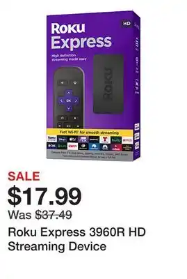 Office Depot Roku Express 3960R HD Streaming Device offer