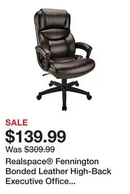 Office Depot Realspace Fennington Bonded Leather High-Back Executive Office Chair, Brown, BIFMA Compliant offer