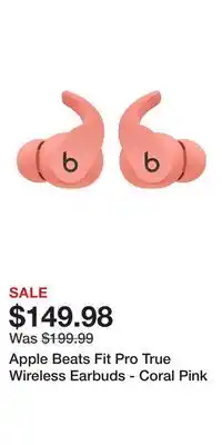 Game Stop Apple Beats Fit Pro True Wireless Earbuds - Coral Pink offer