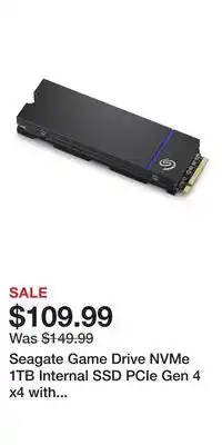 Game Stop Seagate Game Drive NVMe 1TB Internal SSD PCIe Gen 4 x4 with Heatsink for PlayStation 5 offer