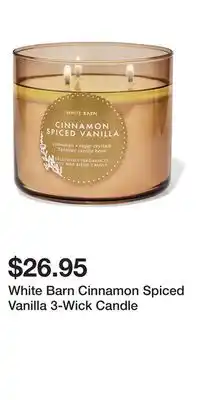 Bath & Body Works White Barn Cinnamon Spiced Vanilla 3-Wick Candle offer