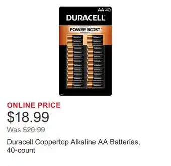 Costco Duracell Coppertop Alkaline AA Batteries, 40-count offer