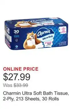 Costco Charmin Ultra Soft Bath Tissue, 2-Ply, 213 Sheets, 30 Rolls offer