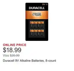 Costco Duracell 9V Alkaline Batteries, 8-count offer