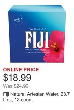 Costco Fiji Natural Artesian Water, 23.7 fl oz, 12-count offer