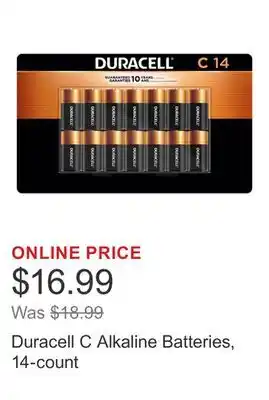 Costco Duracell C Alkaline Batteries, 14-count offer