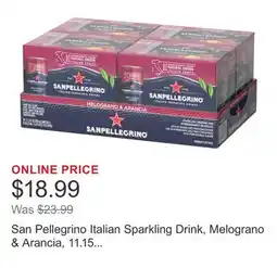 Costco San Pellegrino Italian Sparkling Drink, Melograno & Arancia, 11.15 fl oz, 24-count offer