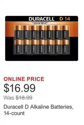 Costco Duracell D Alkaline Batteries, 14-count offer