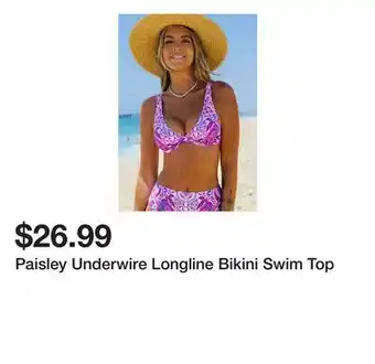 Belk Paisley Underwire Longline Bikini Swim Top offer