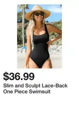 Belk Slim and Sculpt Lace-Back One Piece Swimsuit offer