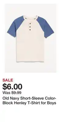 Old Navy Old Navy Short-Sleeve Color-Block Henley T-Shirt for Boys offer