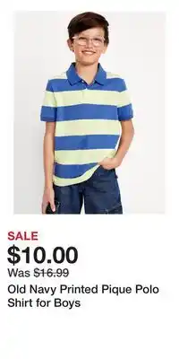 Old Navy Old Navy Printed Pique Polo Shirt for Boys offer