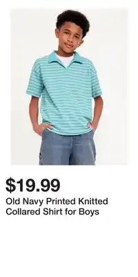 Old Navy Old Navy Printed Knitted Collared Shirt for Boys offer