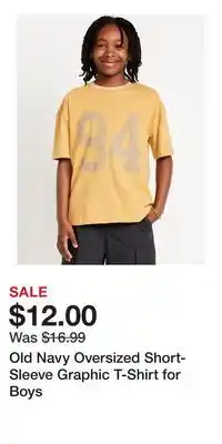 Old Navy Old Navy Oversized Short-Sleeve Graphic T-Shirt for Boys offer