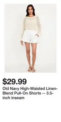 Old Navy Old Navy High-Waisted Linen-Blend Pull-On Shorts -- 3.5-inch inseam offer