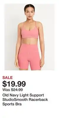 Old Navy Old Navy Light Support StudioSmooth Racerback Sports Bra offer