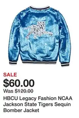 Belk HBCU Legacy Fashion NCAA Jackson State Tigers Sequin Bomber Jacket offer