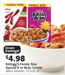 Fareway Kellogg's Family Size Special K or Bran Cereal offer