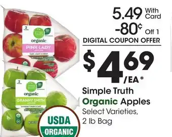 Ralphs Simple Truth Organic Apples offer