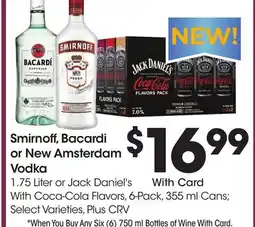 Ralphs Smirnoff, Bacardi or New Amsterdam Vodka offer