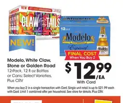 Ralphs Modelo, White Claw, Stone or Golden Road offer