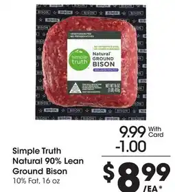 Ralphs Simple Truth Natural 90% Lean Ground Bison offer