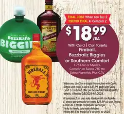 Ralphs Fireball, Buzzballz Biggies or Southern Comfort offer