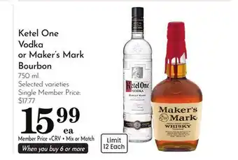 Pavilions Ketel One Vodka or Maker's Mark Bourbon offer