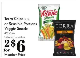 Pavilions Terra Chips 5 oz. or Sensible Portions Veggie Snacks 4.25-5 oz offer