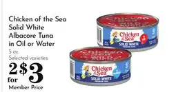 Pavilions Chicken of the Sea Solid White Albacore Tuna in Oil or Water offer