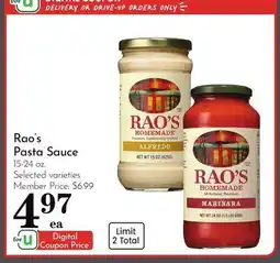 Pavilions Rao's Pasta Sauce offer