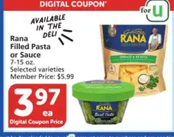 Vons Rana Filled Pasta or Sauce offer