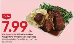 Stater Bros USDA Choice Beef Chuck Bone-In Flanken or Short Ribs offer