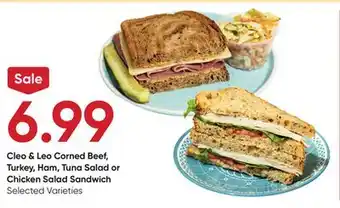 Stater Bros Cleo & Leo Corned Beef, Turkey, Ham, Tuna Salad or Chicken Salad Sandwich offer