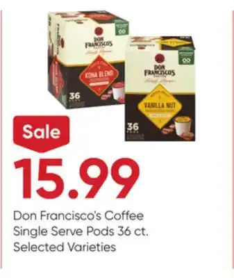 Stater Bros Don Francisco's Coffee Single Serve Pods offer